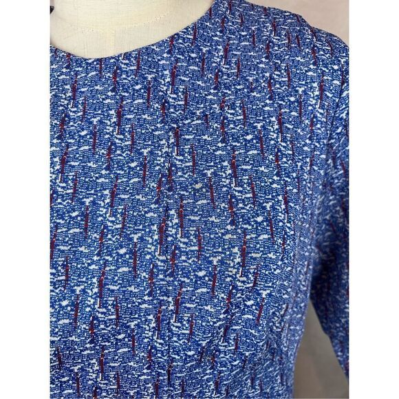 Vintage 1960s Patterned Polyester Dress Mod MCM Medium Large - Picture 8 of 8